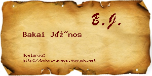 Bakai János névjegykártya
